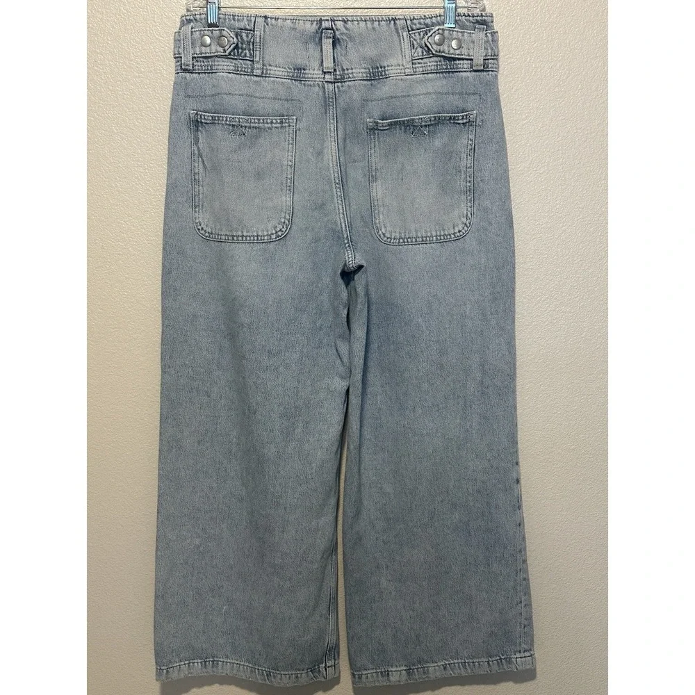 We The Free Free People Super Sweeper Wide Leg Jeans Light Wash Blue Denim Large